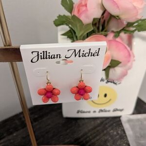 Orange and Pink Flower Earrings & Key Earrings